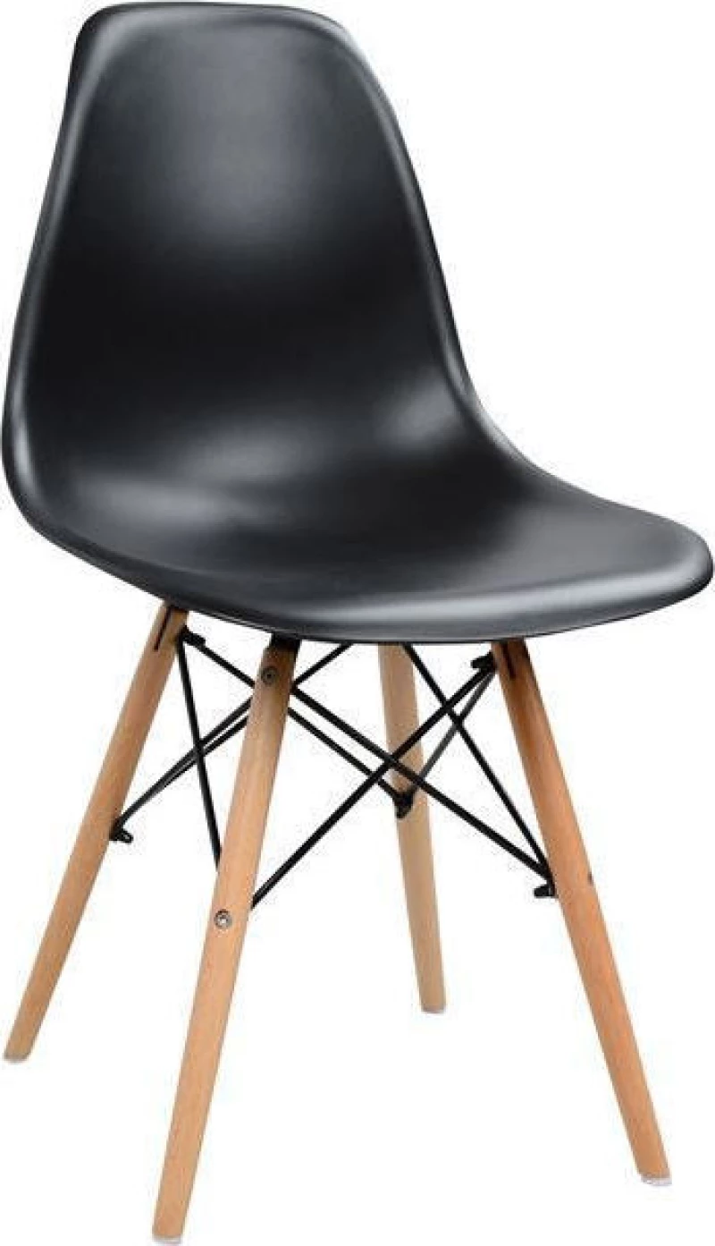Καρέκλα STEFAN 46.5x53x82cm Μαύρο με Ξύλινα Πόδια
