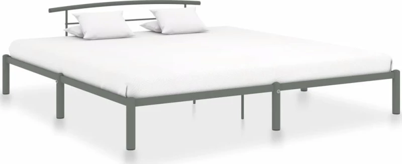 Κρεβάτι King Size Μεταλλικό Γκρι / Με Τάβλες 200x200cm