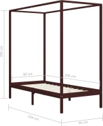 Κρεβάτι Μονό Ξύλινο με Ουρανό / Με Τάβλες 90x200cm