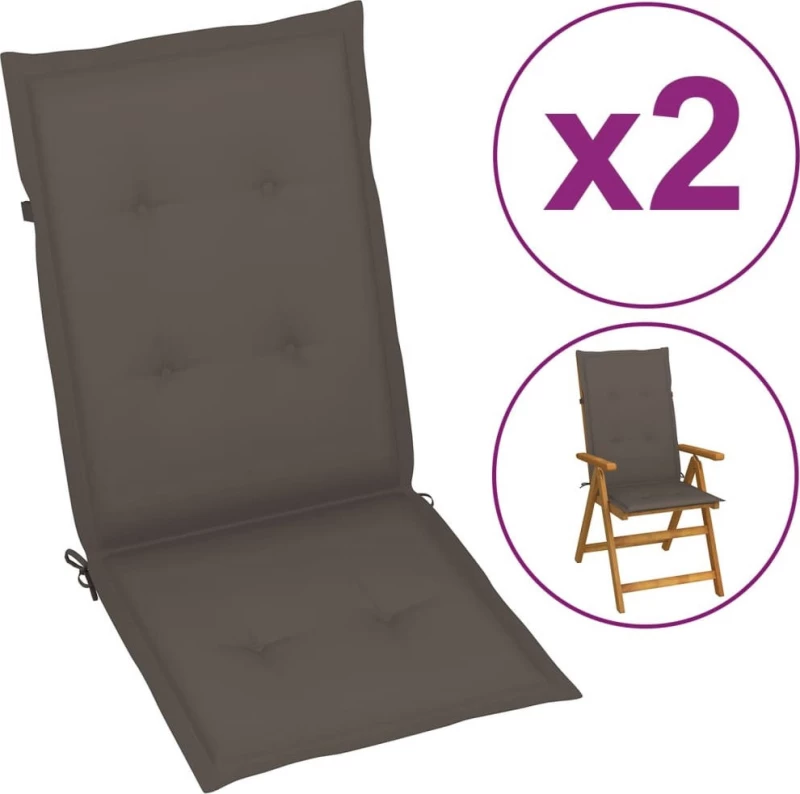 vidaXL Μαξιλάρι Καρέκλας με Πλάτη Taupe 2 τμχ