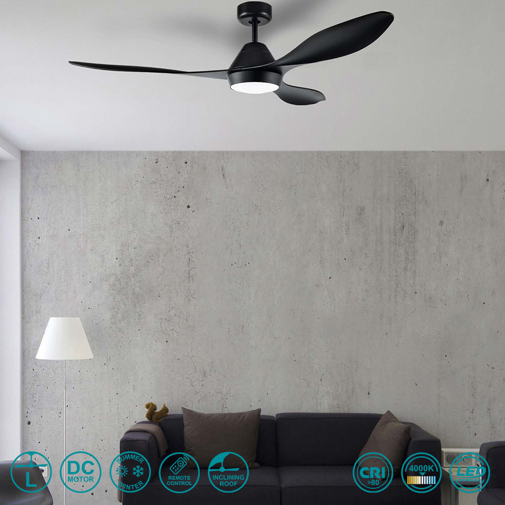 Eglo Antibes Ανεμιστήρας Οροφής με Φως και Τηλεχειριστήριο Black