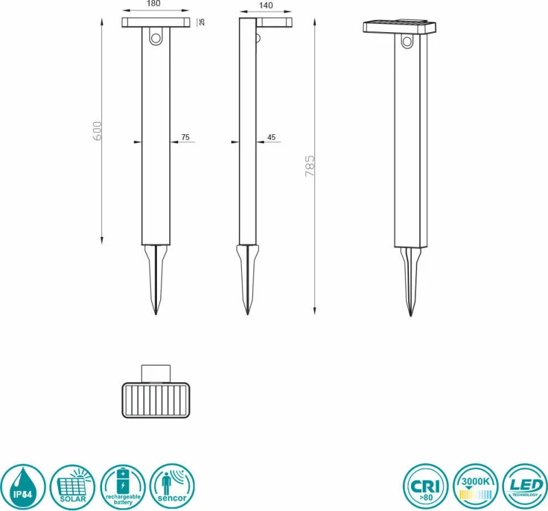 Trio Lighting Esquel Ηλιακό Φωτιστικό R42261142