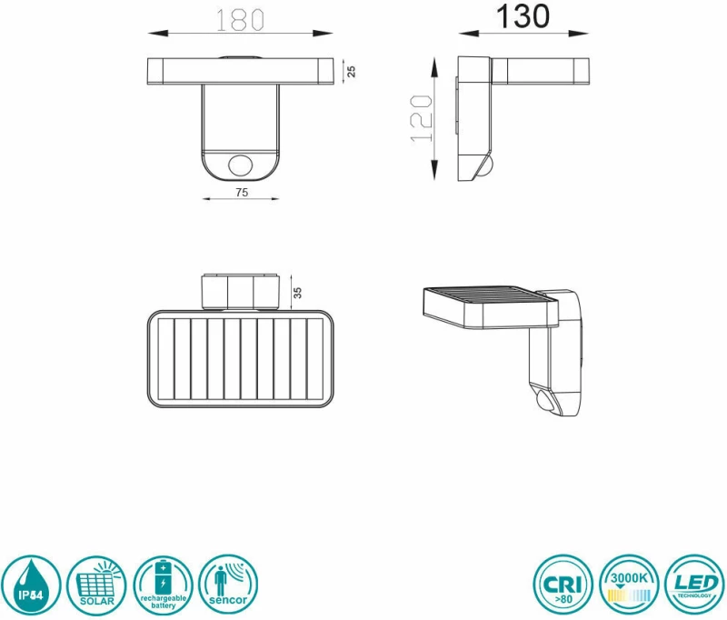 Trio Lighting Esquel Ηλιακό Φωτιστικό R22261142