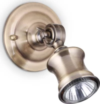 Ideal Lux Barber AP1 Antique Brass Μονό Σποτ με Ντουί GU10 σε Χρυσό Χρώμα