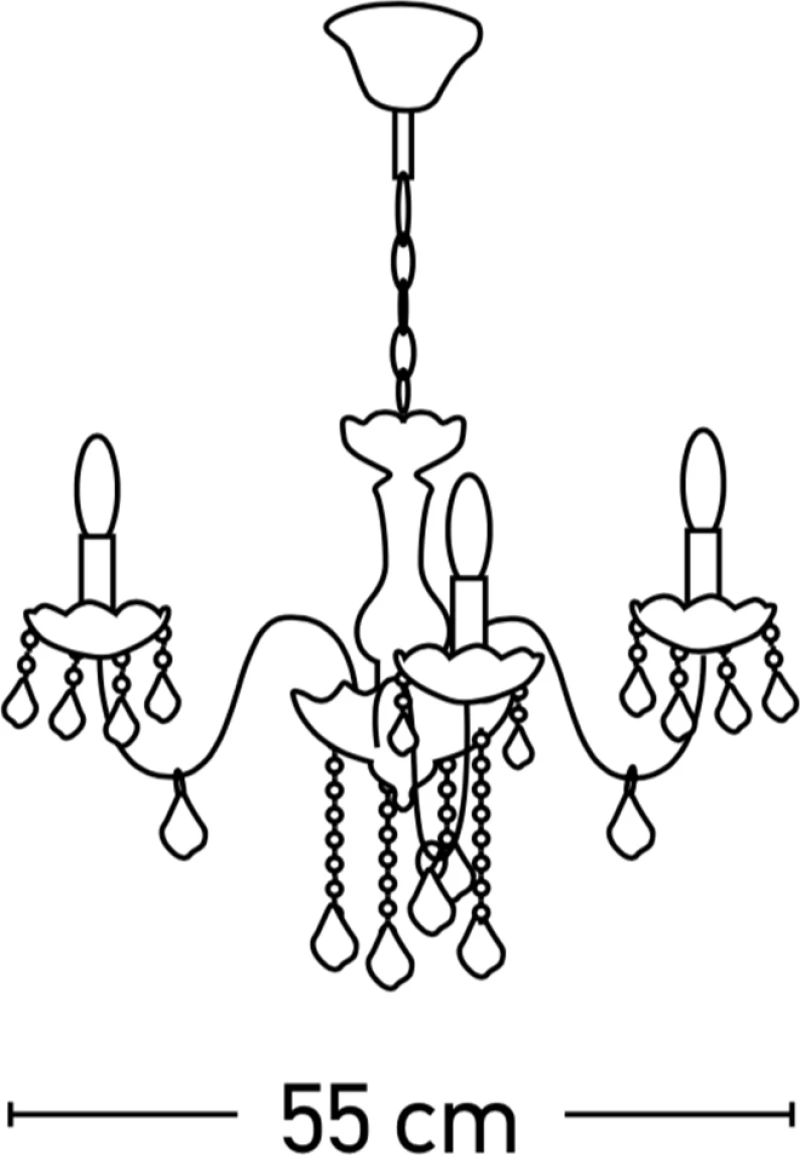 Inlight 5314-3 Πολυέλαιος 3xE14 Ø55cm με Κεράκια Διάφανος