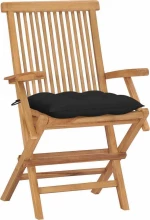 Καρέκλα Ξύλινη Teak - Μαύρο 4τμχ