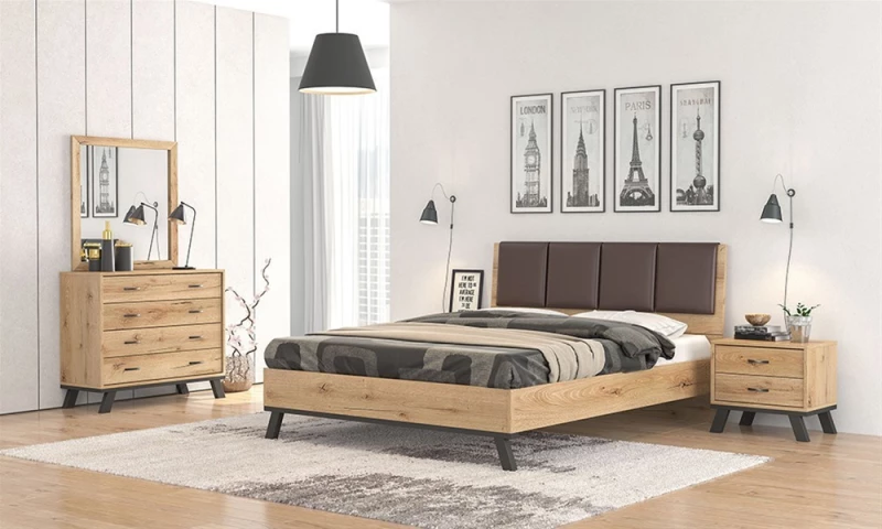 No 69 Κρεβάτι Υπέρδιπλο Ξύλινο Μελί 160x200cm