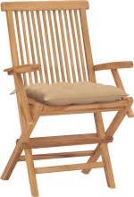 Καρέκλα Ξύλινη Teak - Μπεζ 4τμχ