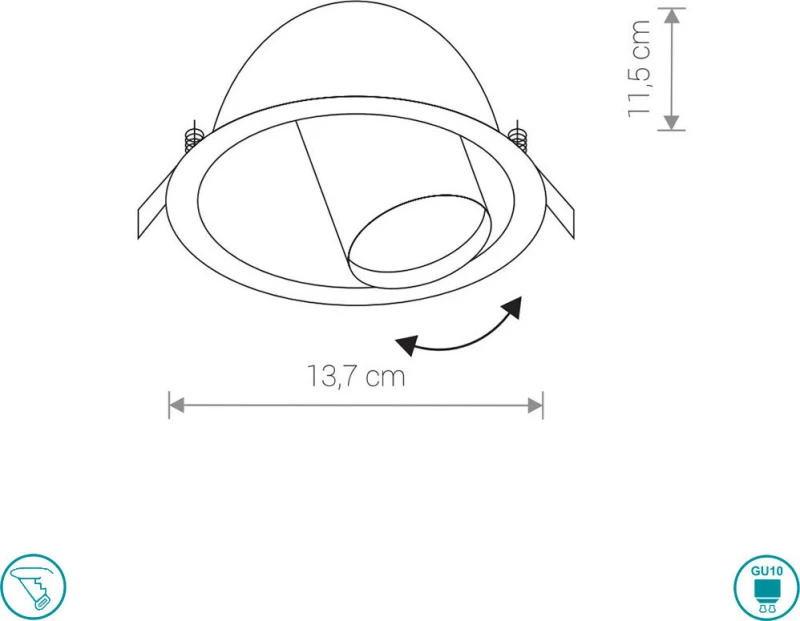 Nowodvorski Μεταλλικό Σποτ Χωνευτό GU10 Dot 13.7x13.7cm Μαύρο