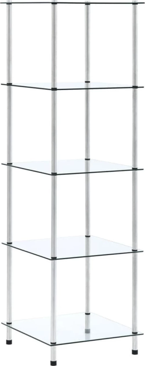 Ραφιέρα 5 Επιπέδων Διαφανής 40 x 40 x 130 εκ. από Ψημένο Γυαλί