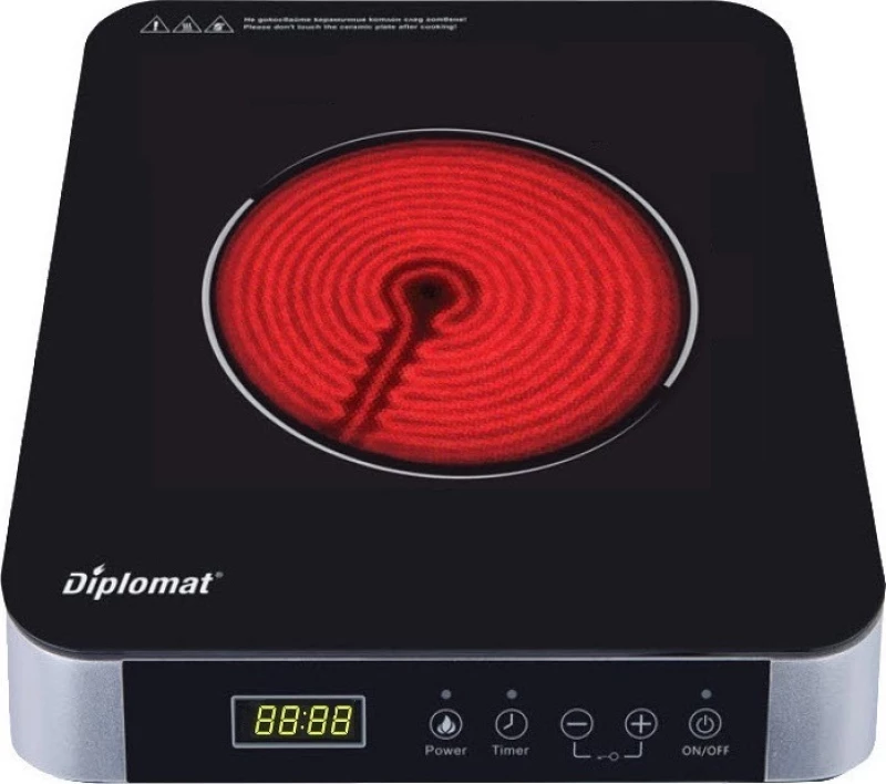 Diplomat DGC A1811 Επιτραπέζια Εστία Κεραμική Μονή Inox