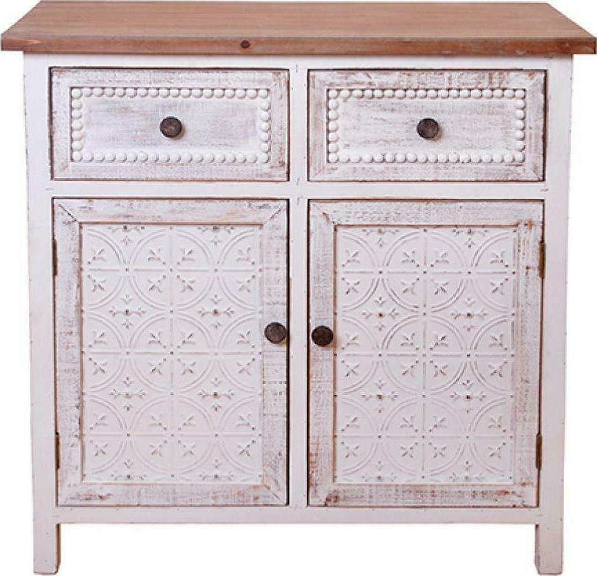 Μπουφές Αντικέ Λευκό 80x40x80cm