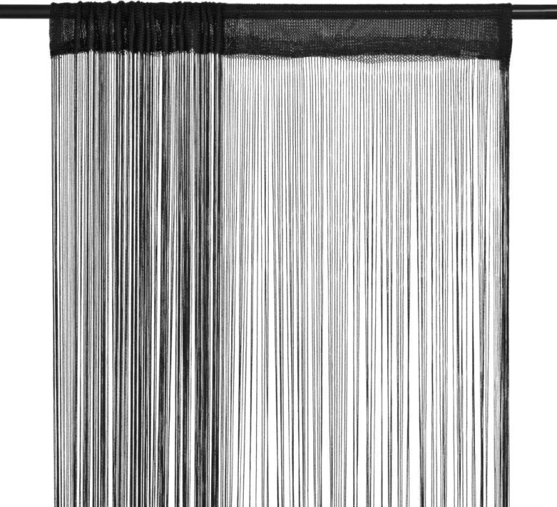 vidaXL Κουρτίνα με Τούνελ 140x250 Κρόσσια Μαύρο