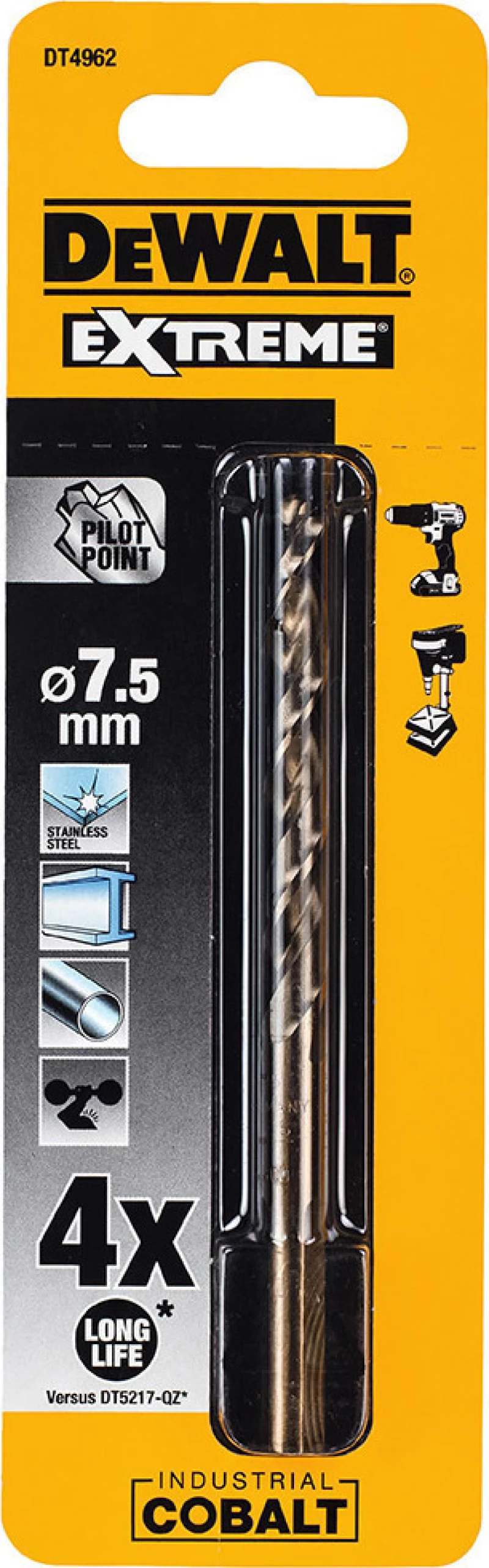 Dewalt Σετ Τρυπάνια Κοβαλτίου για Μέταλλα HSS-CO 4mm DT4904 2τμχ