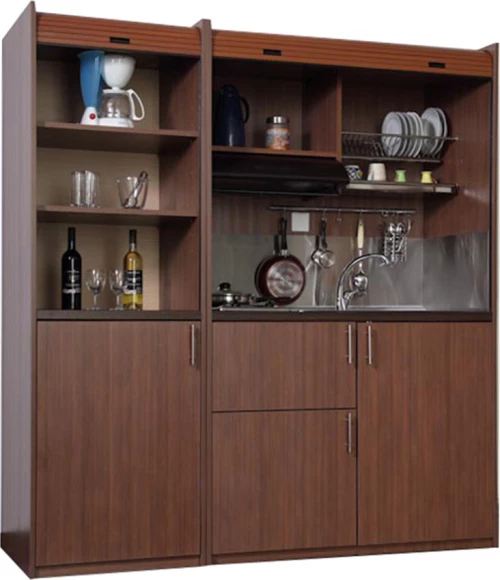 Silver ΚΣ190 Πολυκουζινάκι με Δεξιά Γούρνα 190x65x209cm Δρυς Οριζόντιο με Μικρό Ψυγείο