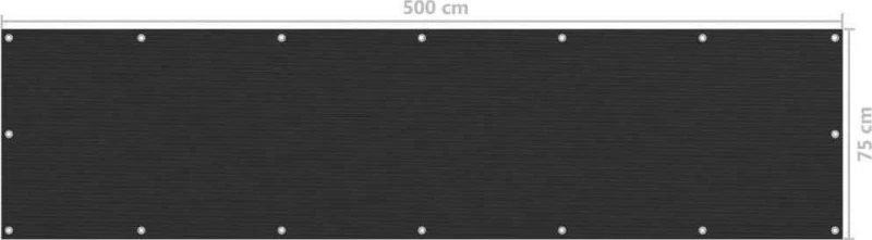 vidaXL Διαχωριστικό Βεράντας Ανθρακί από HDPE 75x500cm 310838