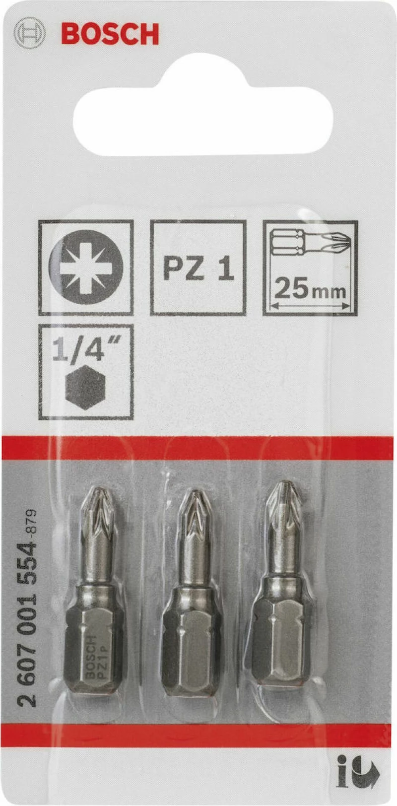 Bosch PZ Screwdriver Bit PH1 XH1 25mm 2607001554 x 3τμχ