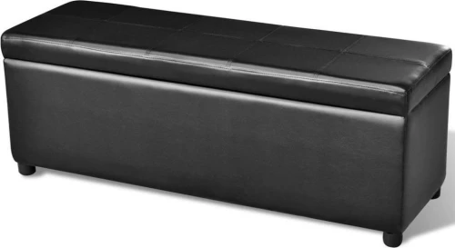 Ταμπουρέ με αποθηκευτικό χώρο Μαύρο Μακρύ Ξύλινο