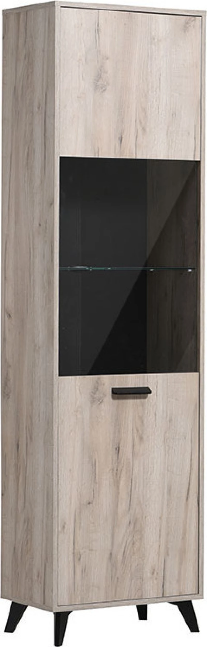 Βιτρίνα Σαλονιού Umbria 1K VS Grey Oak / Μαύρο 53.5x33x191.5cm