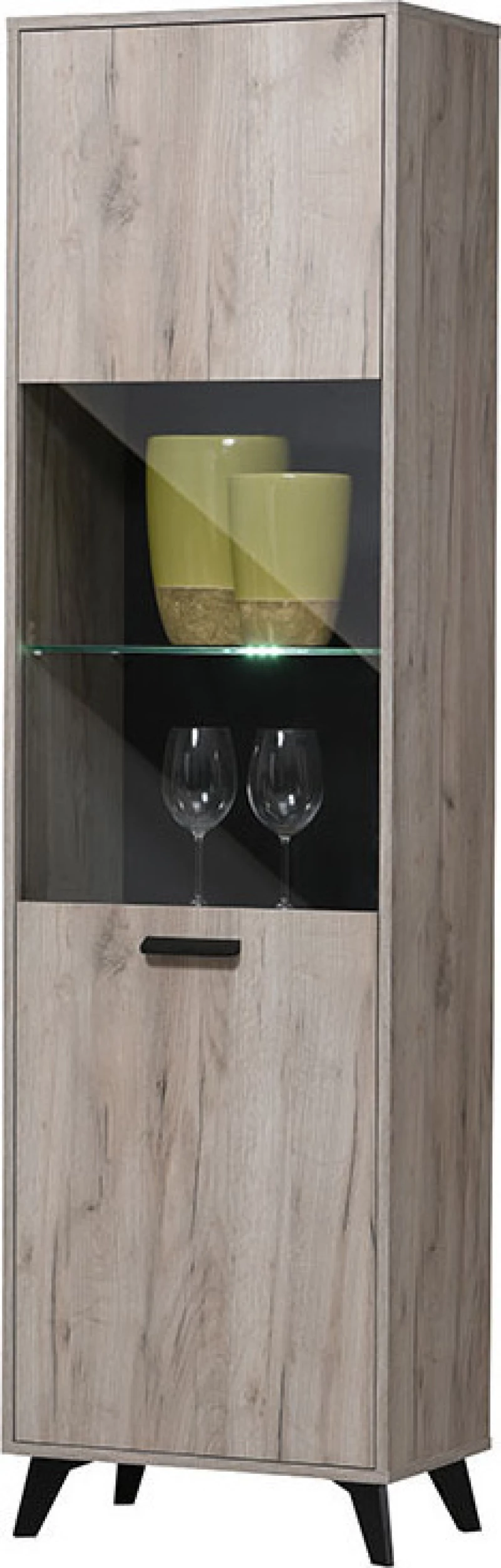 Βιτρίνα Σαλονιού Umbria 1K VS Grey Oak / Μαύρο 53.5x33x191.5cm
