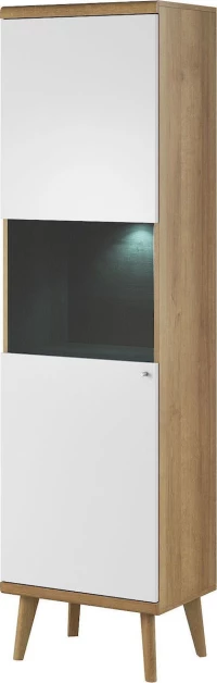 Βιτρίνα Σαλονιού Λευκή / Φυσικό 50x40x197cm