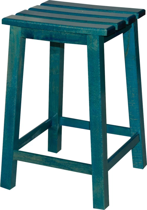 Σκαμπώ Ξύλινο Τετράγωνο Οξιά Μπλε 248 28x32x50υψ