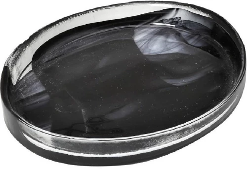 Espiel Atlas Alabaster Πιάτο Γλυκού Γυάλινο Μαύρο 21x16.5cm