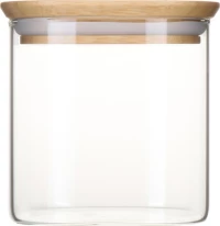 Pebbly Γυάλινο Βάζο Αποθήκευσης με καπάκι από Bamboo 0.8L Natural