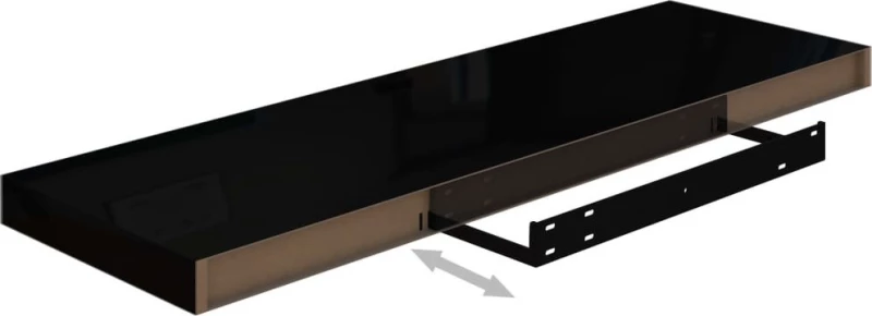 Ράφι Τοίχου S/4 Γυαλιστερό Μαύρο 80x23.5x3.8cm