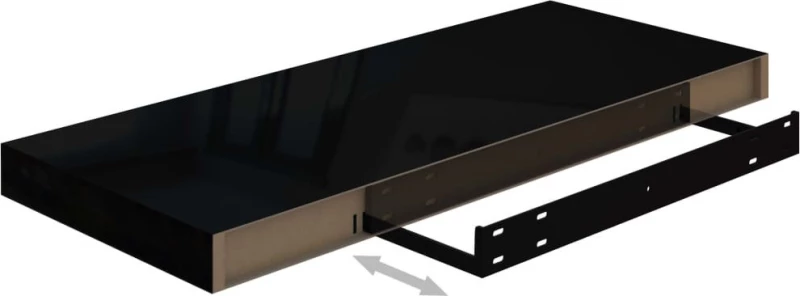 Ράφι Τοίχου S/2 Γυαλιστερό Μαύρο 60x23.5x3.8cm
