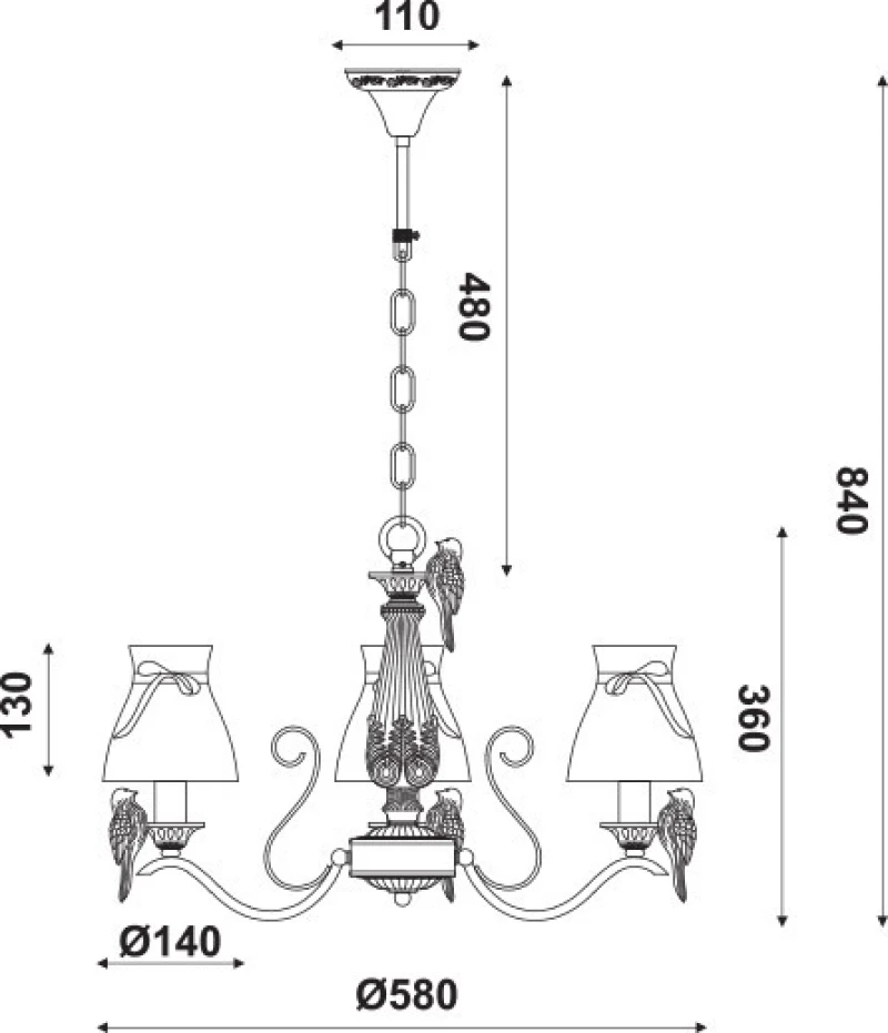 Aca Πολυέλαιος 3xE14 με Καπέλα Λευκός EG166083PW
