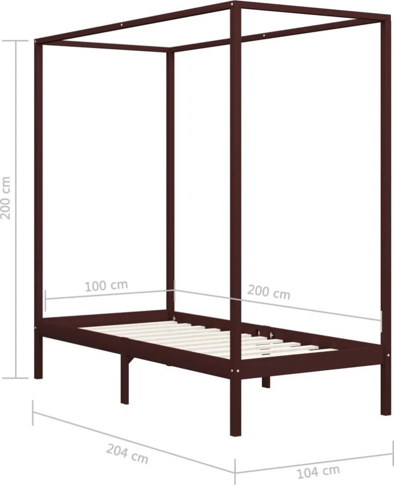 Κρεβάτι Μονό Ξύλινο με Ουρανό / Με Τάβλες 100x200cm