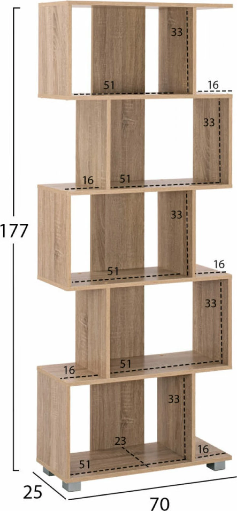 Βιβλιοθηκη Μελαμινης Fb92385.02 Sonama 70X25X177Υ Εκ.
