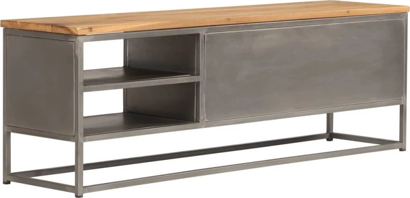 Έπιπλο Τηλεόρασης 120x30x40 εκ. Ανακυκλωμένο Ξύλο Teak & Ατσάλι