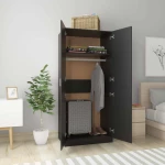 vidaXL Ντουλάπα Μαύρη 80 x 52 x 180 εκ. από Μοριοσανίδα