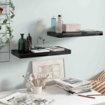Ράφι Τοίχου S/2 Γυαλιστερό Μαύρο 50x23x3.8cm