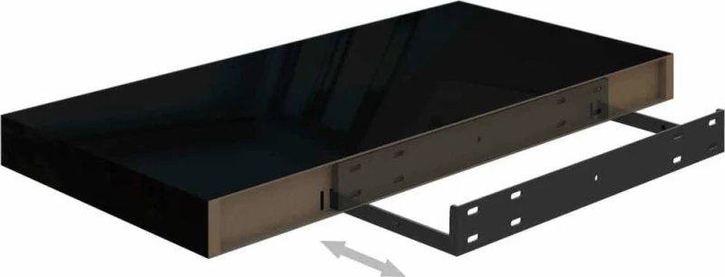 Ράφι Τοίχου S/2 Γυαλιστερό Μαύρο 50x23x3.8cm