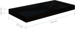 Ράφι Τοίχου S/2 Γυαλιστερό Μαύρο 50x23x3.8cm