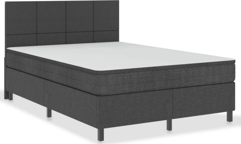 Boxspring Κρεβάτι Υπέρδιπλο Ύφασμα Σκούρο Γκρι Με Στρώμα / Με Τάβλες 200x200cm