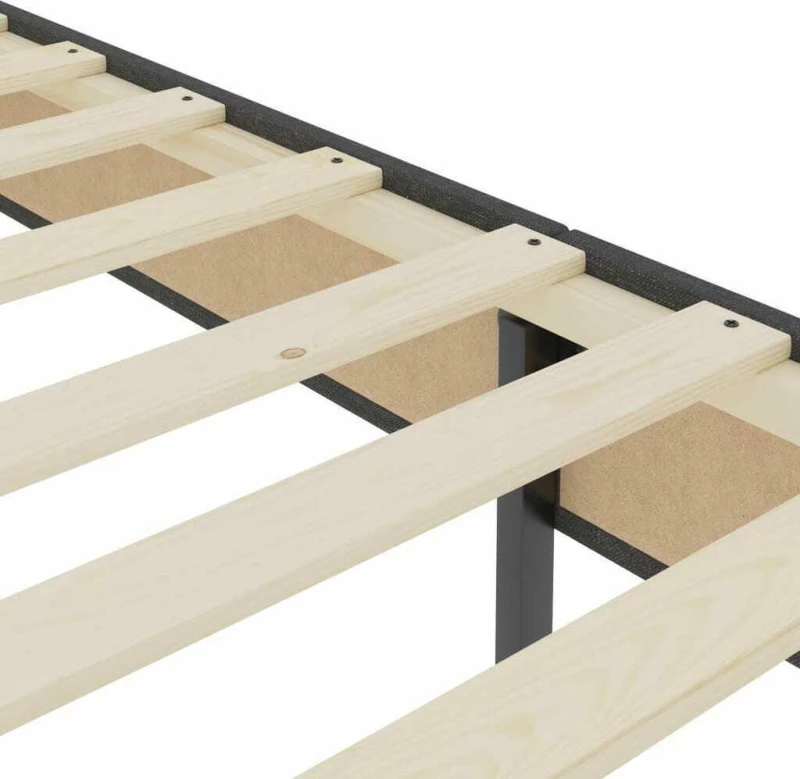 Boxspring Κρεβάτι Υπέρδιπλο Ύφασμα Σκούρο Γκρι Με Στρώμα / Με Τάβλες 200x200cm