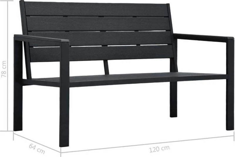 Παγκάκι Κήπου Μαύρο με Όψη Ξύλου 120 εκ. από HDPE