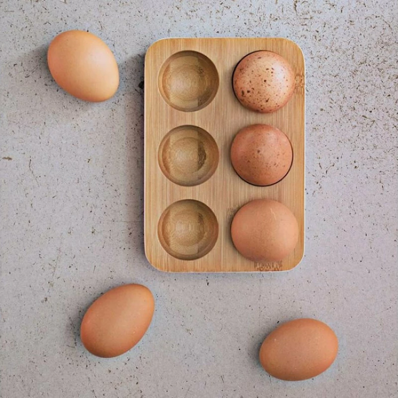 Pebbly Egg Tray, Θήκη Αυγών από Μπαμπού με 6 Θέσεις