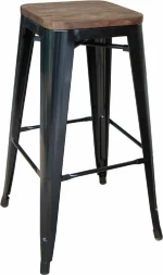 Σκαμπό Μπαρ Μεταλλικό Relix Wood Ε5190W,1