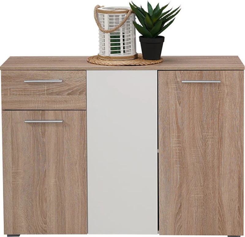Ritmo 3K1F Μπουφές Sonoma / Λευκό 114.5x35x80.5cm