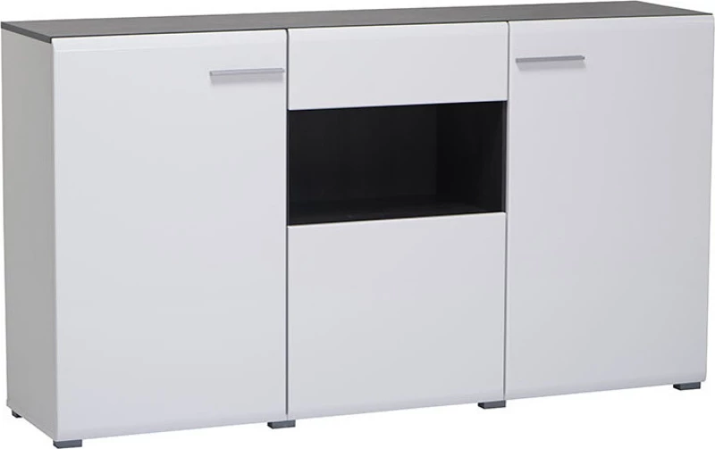 Enzo 3K1F Μπουφές Λευκό/Black Grey Wood/Λευκή Λάκκα 173x41.5x96.5cm