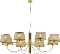 Mavros Lighting Πολυέλαιος 8xE14 με Καπέλα Χρυσός Οργάντζα 59526N/8XP