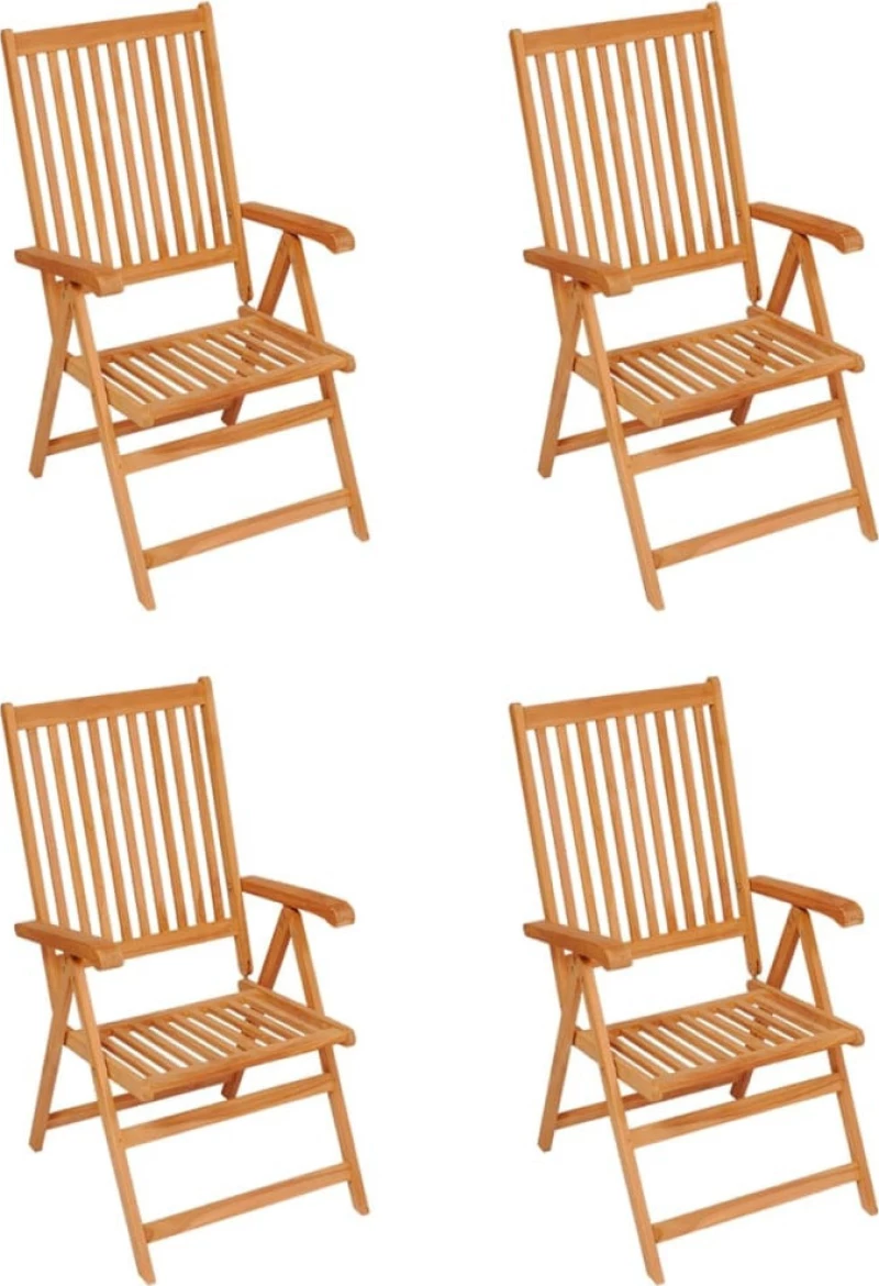 Καρέκλα Ξύλινη Teak / Ανθρακί 4τμχ