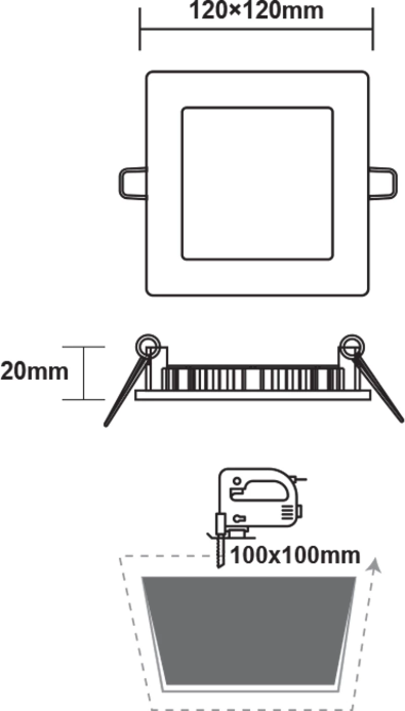 Aca LED Μεταλλικό Σποτ Χωνευτό 6W 3000K 400Lm 12x12cm Λευκό