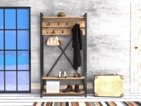 Έπιπλο Εισόδου με Κρεμάστρα Natural / Μαύρο 90x34x180cm