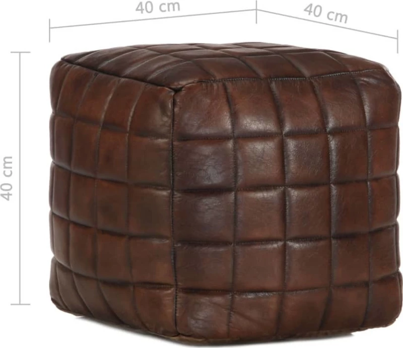 Πουφ Σκαμπό Αδιάβροχο 40x40cm από Γνήσιο Δέρμα Κατσίκας